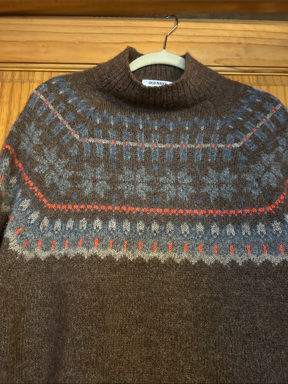 Old Navy Patterned Mock Neck Sweater in Brown - L - Picture 3 of 6